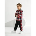 thumbnail image 5 of 1-6T Kid Toddler Boy Outfits Plaid Hoodied T-shirt Tops +Casual Pants Fall Winter Clothes Set, 5 of 9
