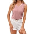 thumbnail image 2 of Sakmal Womens Tops&nbsp; Sleeveless Pink V-Neck Solid Tank Tops Womens T Shirts, 2 of 3