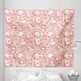 thumbnail image 1 of Hippo Tapestry, Hippo Pattern Wild Animal Funny Girls Boys Playroom Concept, Fabric Wall Hanging Decor for Bedroom Living Room Dorm, 5 Sizes, White Coral Red, by Ambesonne, 1 of 1