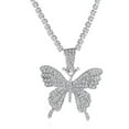 thumbnail image 2 of Sylvtty Stainless Steel Women Rhinestones Butterfly One Layer Pendant Necklace Jewelry, 2 of 8