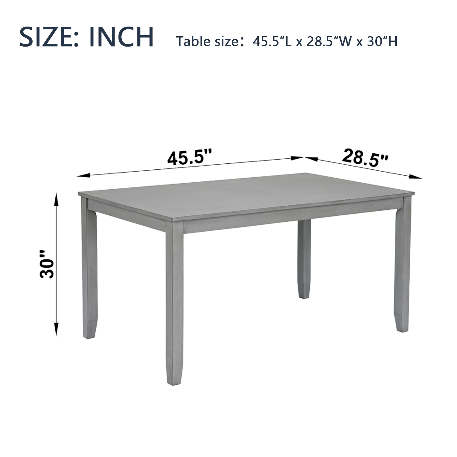 HOQBN Rectangular Dining Table,45.5" Wooden Kitchen Table for 4-6,Space-Saving Kitchen Table for Kitchen & Living Room,