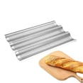 thumbnail image 2 of French Bread Baking Pan 3 Waves Non-Stick Stainless Steel Bread Tray for Toaster Oven Kitchen Meat B, 2 of 5