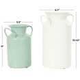 thumbnail image 3 of DecMode 10", 8"H Jug Teal Metal Vase with Handles, Set of 2, 3 of 10