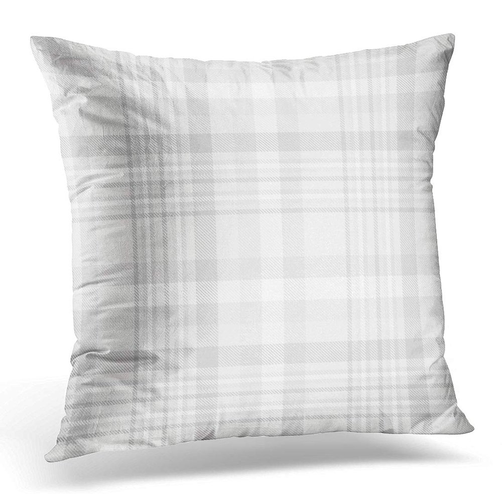 ECCOT White Gingham Tartan Plaid Pattern Checkered Grey Pillowcase