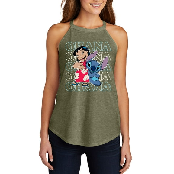 Lilo & Stitch - Lilo And Stitch Ohana Repeated - Juniors High Neck Tank Top