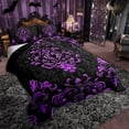 thumbnail image 2 of Manfei Victorian Damask Comforter Sets King Size, Vintage Baroque Floral Comforters & Duvets, Black Purple Bedding King Comforter Set, Breathable Bedroom Decor, 3-Piece Reversible, 2 of 6