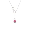 thumbnail image 2 of Delight Jewelry Hot Pink Hibiscus Flowers Spinner Silver tone Elegant Infinity Lariat Necklace, 2 of 4