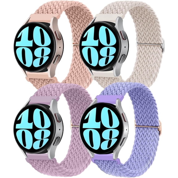 XIHAMA 20mm Braided Elastic Bands, Compatible with Samsung Galaxy Watch 7/FE/6/6 Classic 40mm 44mm 43mm 47mm 42mm 46mm Solo Loop Band, Adjustable Stretchy Nylon Fabric Sport Wristbands