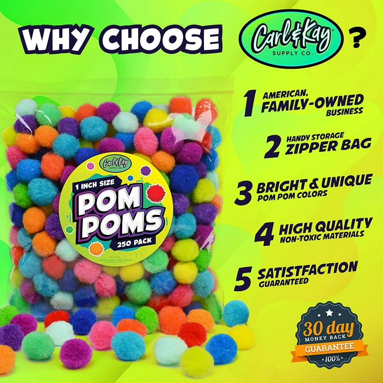 Pom Poms White 1 ¼” 24/Pk or 1 ½” 18/Pk, Select: Size