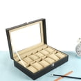 thumbnail image 5 of 1pc 12 Faux Leather Watch Case Display Box Storage Jewellery Glass Top, 5 of 5