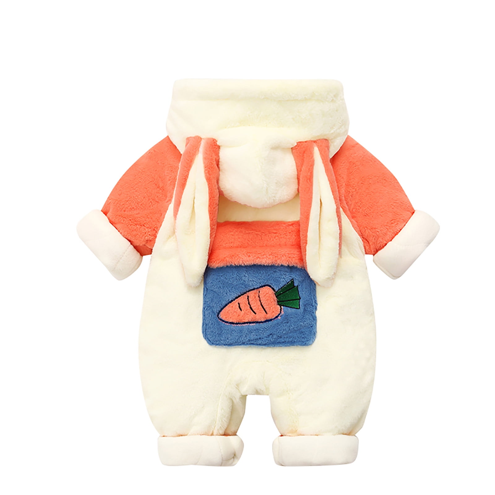 Odeerbi Infant Boys Girls Winter Thermal Fleece Jumpsuit Romper Baby Keep Warm Bodysuit Long Sleeve Onesie Crawling Clothes Infant Clothes Orange