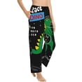 thumbnail image 2 of Disketp Space Dino Cartoon Black Print Women'S Comfy Pajama Pants Casual Drawstring Palazzo Lounge Wide Leg Pants, 2 of 9