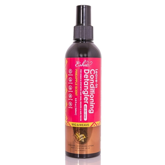 Esha Wig & Weave Leave-In Conditioner & Detangler Spray – Sulfate-Free Pineapple Scent for Human Hair & Synthetic Wigs, Weaves, Extensions & Braids – 4 fl oz