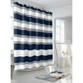 thumbnail image 3 of Shower Curtains for Bathroom-72"x84", Simple Blue Grey White Stripes Waterproof Bath Curtain Grommet Shower Curtain Set with Hooks, Classic Horizontal Stripe Washable Bath Accessories, 3 of 6