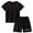 Black, variant on Boys Mesh Reflective Stripe Short Sleeve Sport Outfit Active Play Two Piece Set for Toddler Kids