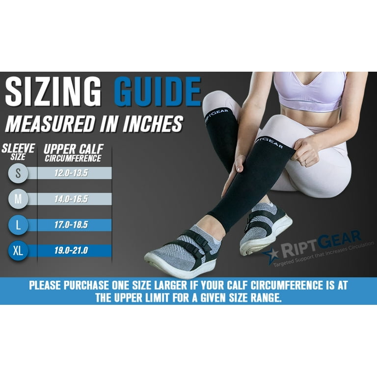 RiptGear Calf Compression Sleeves for Women and Men – Graduated Compression  – Leg and Calf Support – Footless Compression Socks Tights Leggings - Small  : : Health & Personal Care