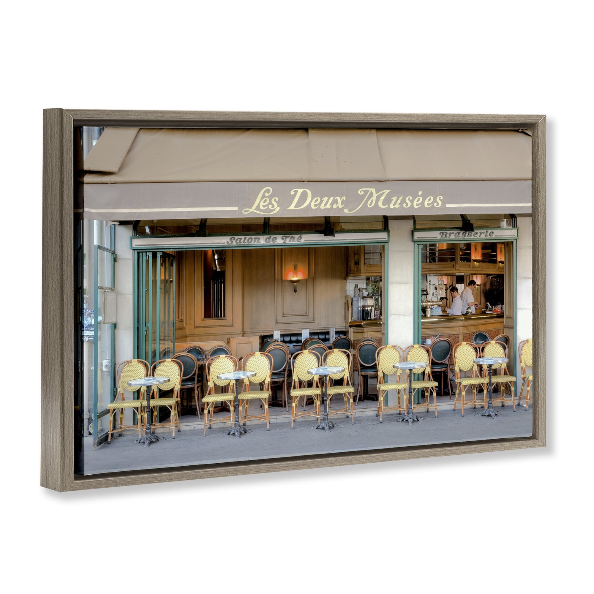 Stupell Industries Parisian Outdoor Seating Cafe Brown Framed Floater Canvas Wall Art, design by Alan Blaustein