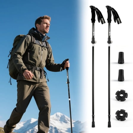 ROSYNEY Trekking Poles - Aluminum 7075 Adjustable Walking Sticks with Quick Locks, Expandable to 53", Ultralight for Hiking, Camping, Mountains (Set of 2)