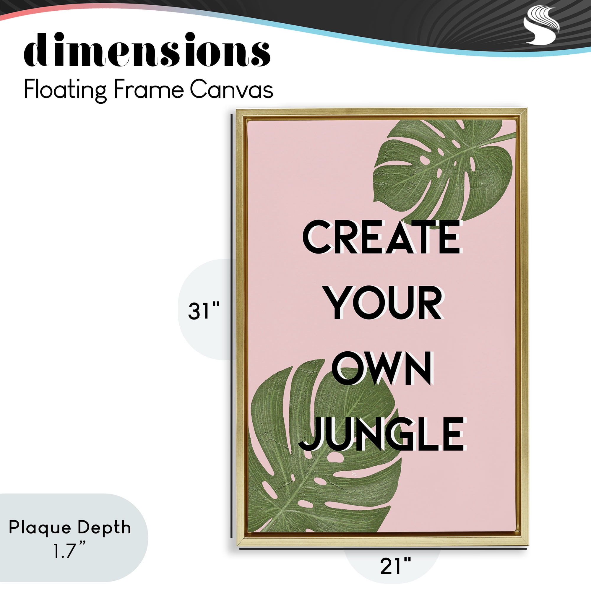 Stupell Industries Create Your Own Jungle Gold Framed Floater Canvas Wall Art, design by Martina Pavlova