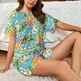 thumbnail image 4 of Honeii Cute Pineapples for Women's Summer Pajama Set featuring Soft Short Sleeve Shirt & Matching Bottoms with Convenient Pockets for Relaxed Home Wear-Medium, 4 of 6