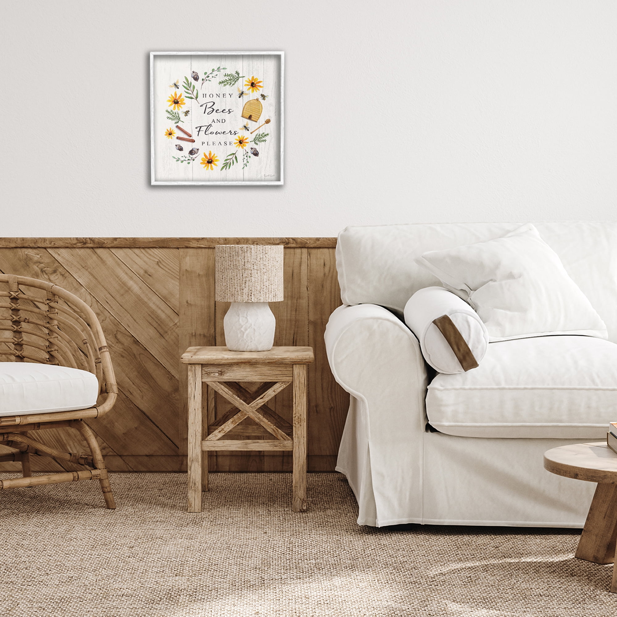Stupell Industries Country Cottage Wreath & Quote White Framed Giclee Art, design by Elizabeth Tyndall