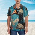thumbnail image 2 of Fotbe Blue Watercolor Duck Hawaiian Shirt for Men Unisex Summer Beach Casual Short Sleeve Cotton Linen Button Down Shirts-Small, 2 of 5