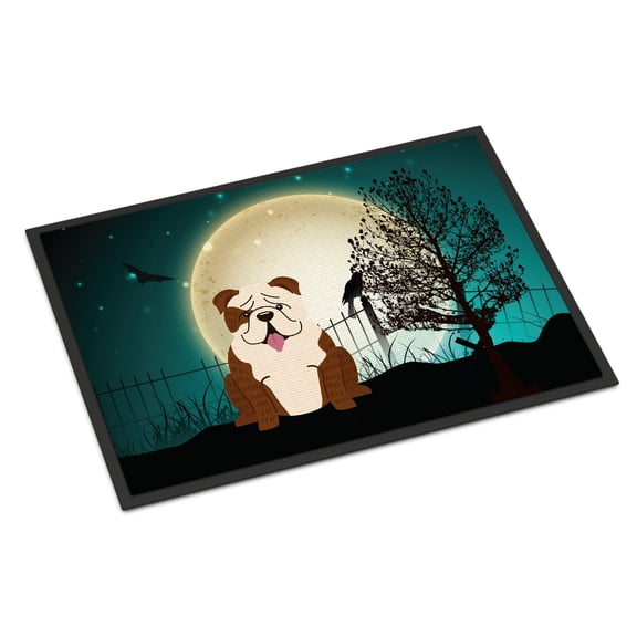 Carolines Treasures Halloween Scary English Bulldog Brindle White Door Mat Indoor Rug or Outdoor Welcome Mat 18x27