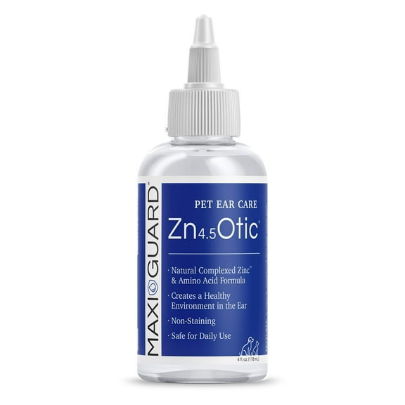 Maxi-Guard Pet Ear Care Zn4.5 Otic for Dogs, Cats, Exotics and Companion Animals 4oz, Blue/White