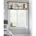 thumbnail image 4 of Halloween Pumpkin Ghost Face Black Check Window Treatment Panel for Living Room Bathroom BedroomBat Dead Tree Vintage Linen Window Treatment Drapes for Bedroom Laundry Room Farmhouse 42x18in, 4 of 7