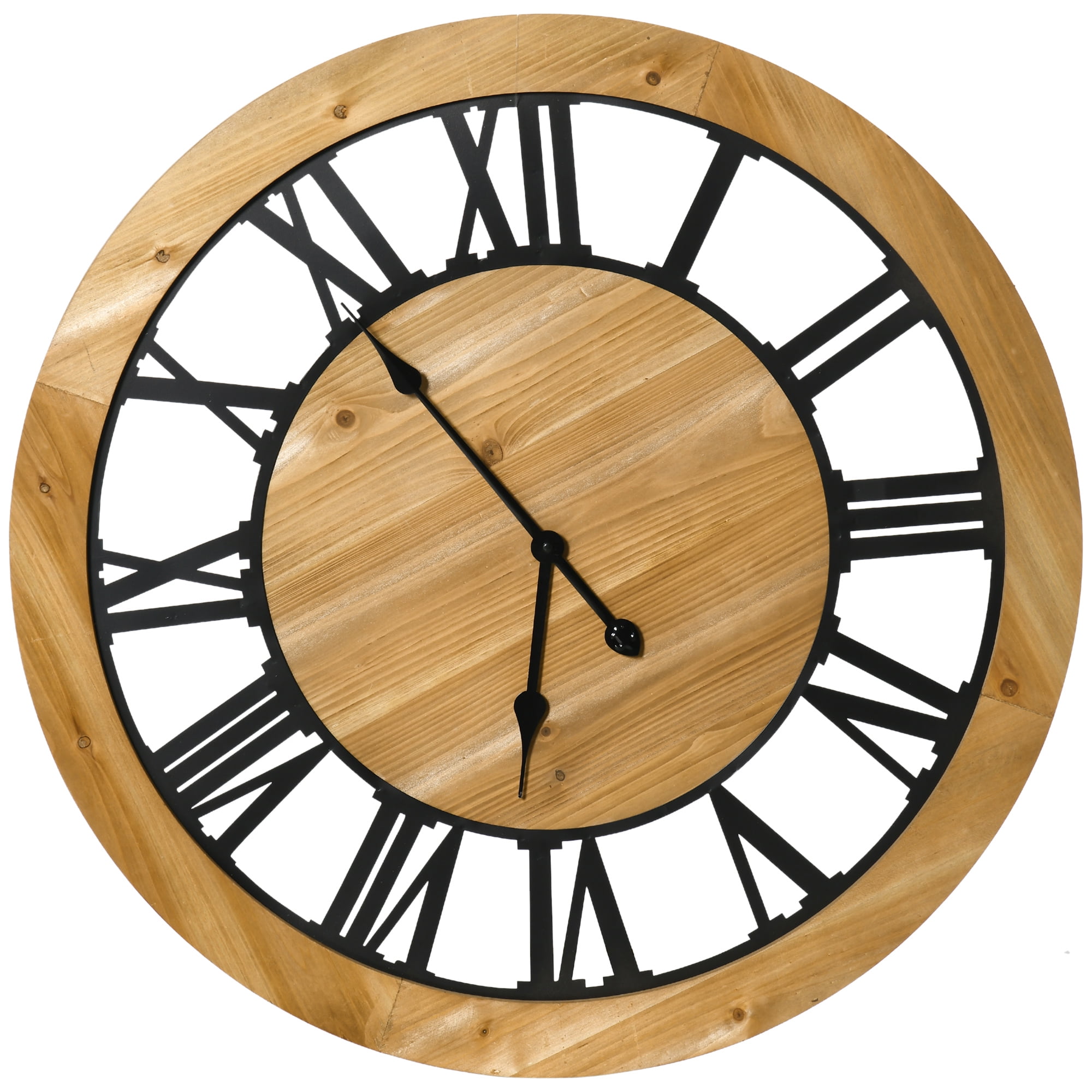 30 Inch Large Wall Clock, Silent Non Ticking Metal Wood