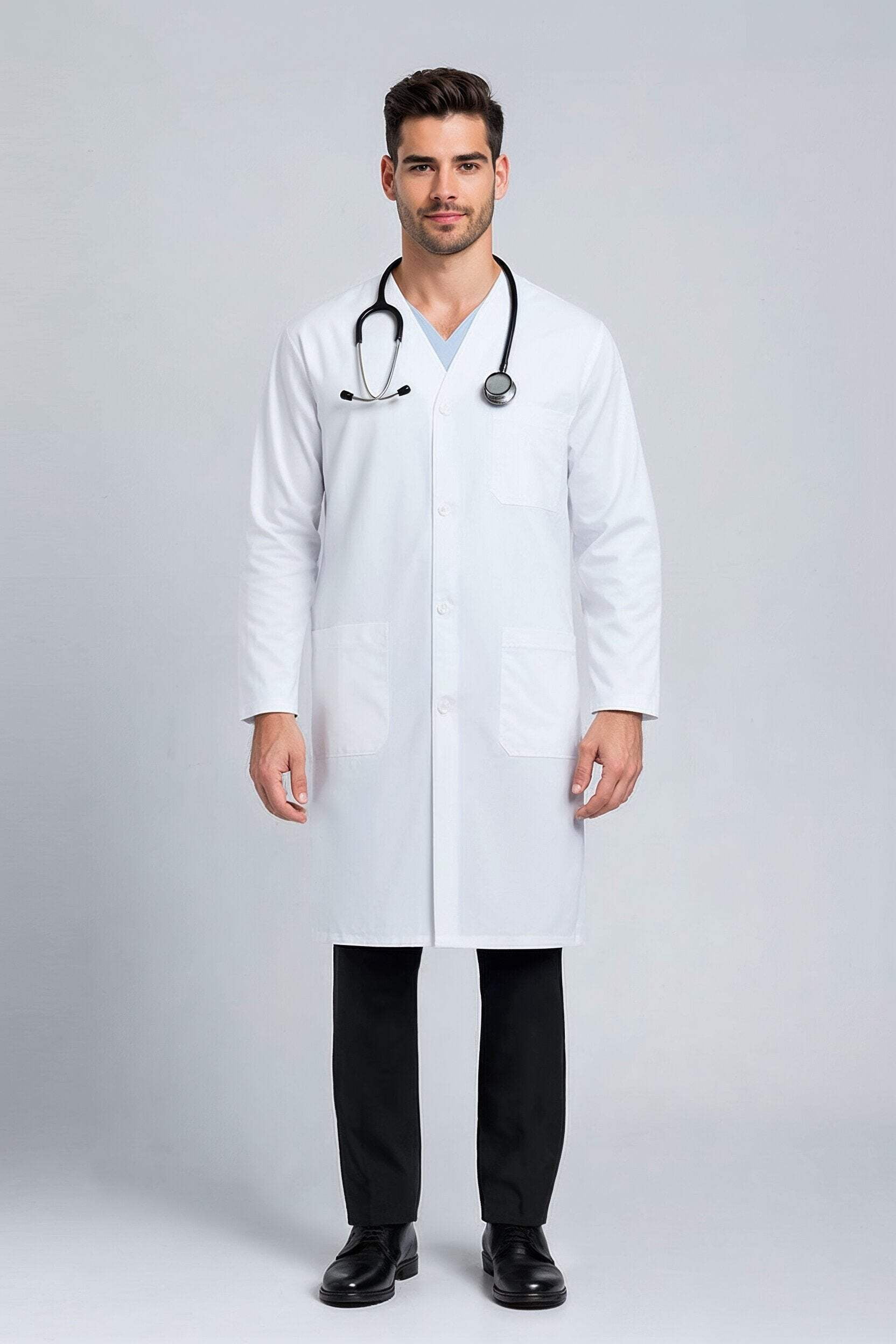 DR Unifroms® Unisex Collarless Lab Coat, White Medical Coat (60