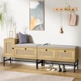 thumbnail image 3 of EDTara Rattan Entryway Bench With Shoe Storage, Flip Drawer Shoe Cabinet for Bedroom or Hallway, 3 of 6