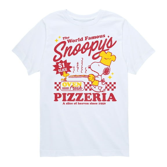 Peanuts - Snoopys Pizzeria - Toddler And Youth Short Sleeve Tee
