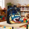 thumbnail image 5 of HUIACONG 13.5 Inch Lightning Shark Print Kids Backpack, Scuff Resistant Lightweight Water Repellent School Bag, Breathable Adjustable Padded Straps Large Capacity Bookbag for Boys Daily Use Travel, 5 of 7
