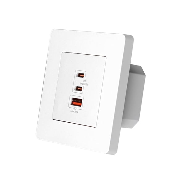 65W Fast Charging PD3.0 Wall Electrical Outlet Charger GaN Socket 3 Ports Type C USB A OverTemp Protection A,1 * 65W Fast Charging GaN Socket,White