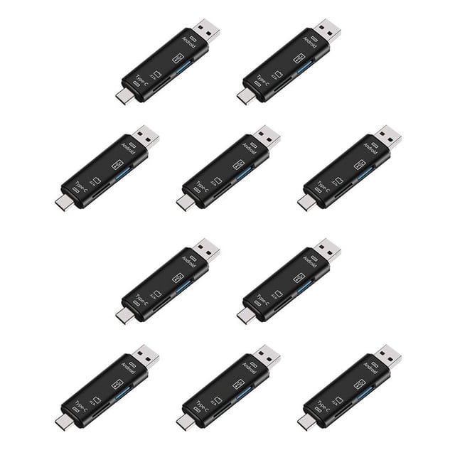 10X 5-In-1 Multifunctional OTG Card Reader Micro-SD / SD Card / USB Reader Support TF Android Type-C Phone Universal