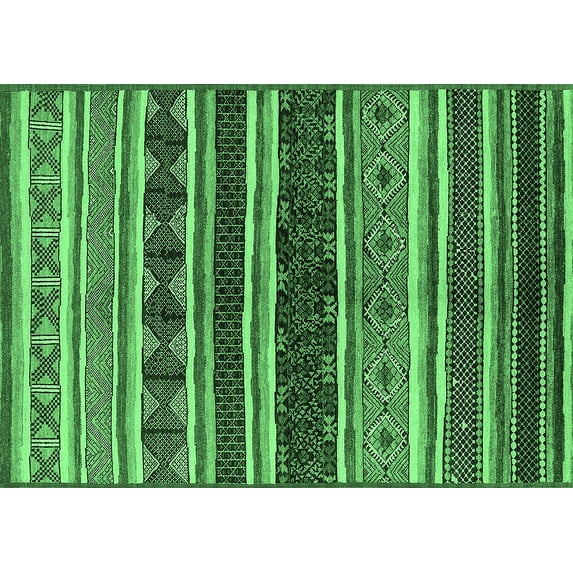 Ahgly Company Indoor Rectangle Solid Emerald Green Modern Area Rugs, 5' x 8'