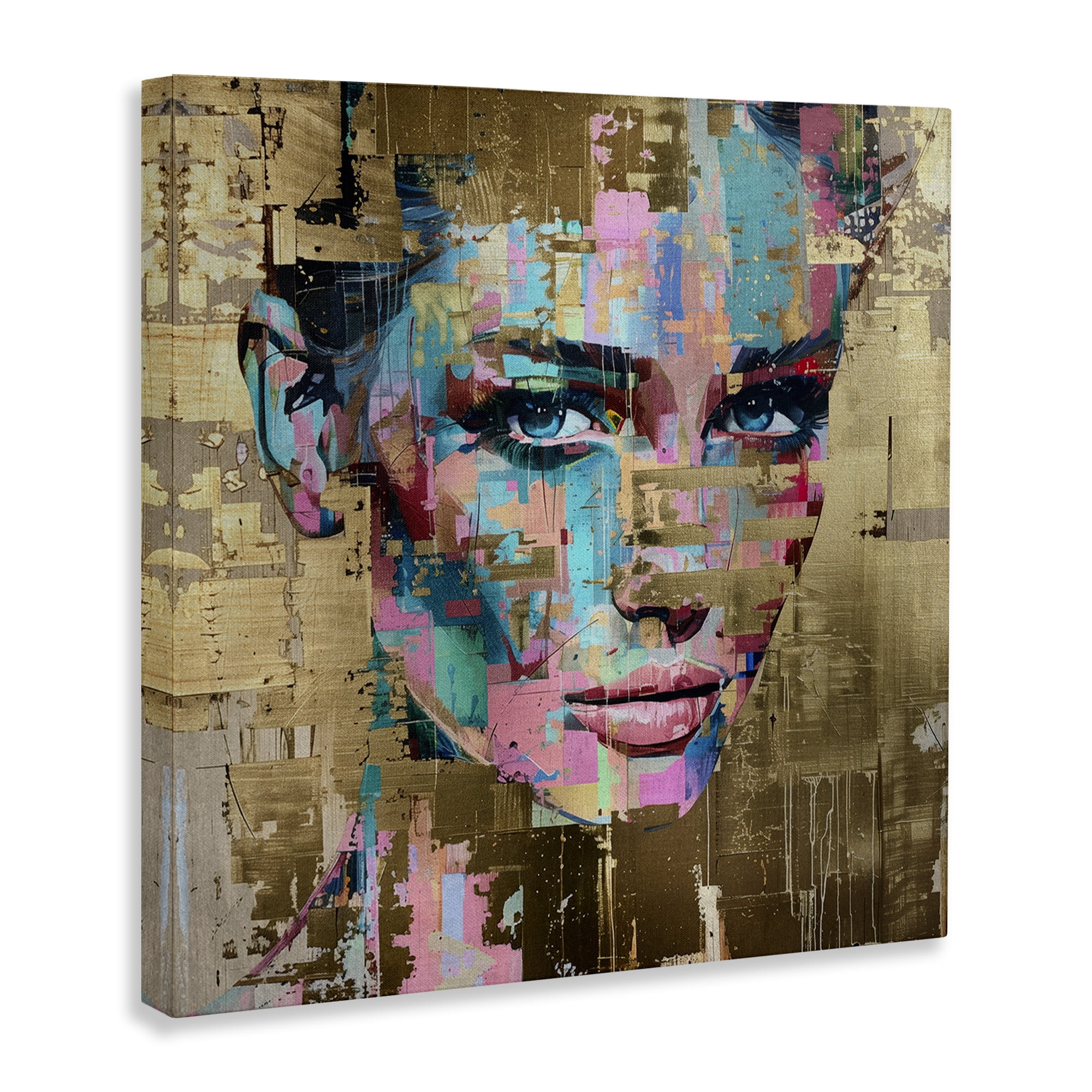 Stupell Industries Glam & Gold Hues Portrait Abstract Painting Wrapped Canvas Art Print Wall Art, 24 x 24