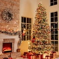 thumbnail image 5 of Romswi 7.5 ft Snow Flocked Artificial Christmas Tree with 450 Warm White LED Lights Mixed PVC&PE Realistic Xmas Trees, 5 of 6