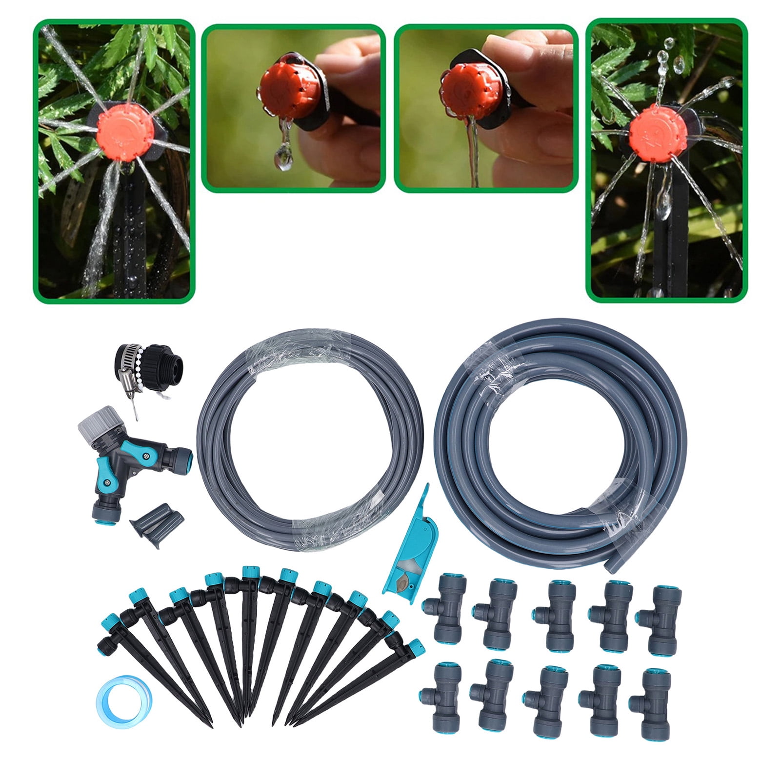 Riousery Drip Irrigation System 32.8FT 8 Holes Adjustable Precise Misting Sprinkler Kit for Garden Greenhouse Lawn (32.8 ft / 10 m)