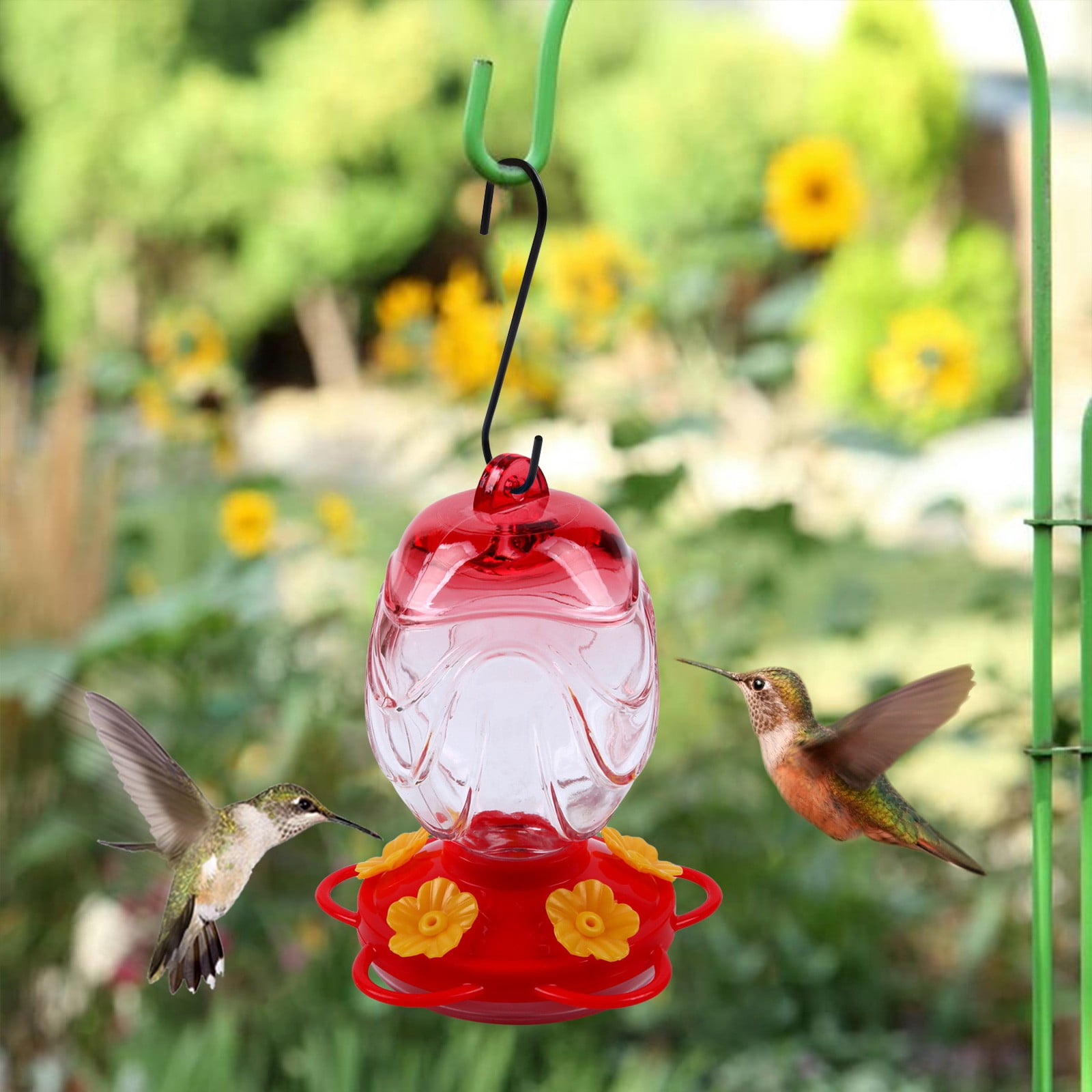 CVLNCYCLING Stained Glass Hummingbird Feeder, Hanging Water Design, for Outdoor Garden, Bird Lovers Decoration