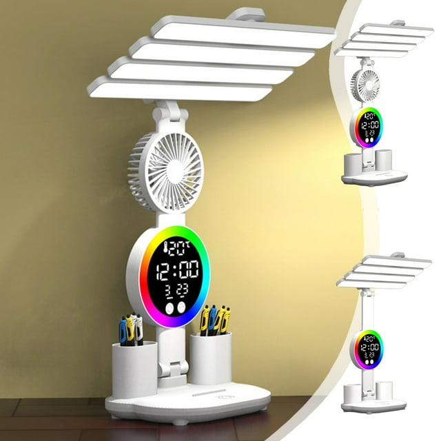 CQCYD Liquidation à Moins de 5 $ Lampe de Bureau LED Lampe de Bureau Respectueuse des Yeux avec Dimmable Continu Lampe de Table Réglable avec Ventilateur Lampe de Lecture d'Étude Équipée d'Un Chargeur USB Adaptée pour Maison Bureau Dortoir Universitaire