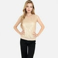 thumbnail image 4 of Women's Sequin V-Neck Top with Cap Sleeves and Relaxed Fit - Medium, Gold, 4 of 7