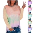 thumbnail image 4 of Wenyuyu Long Sleeve Tee Shirts for Women Basic Round Neck Blouses Trendy Tie Dye Loose Fit Tunic Tops for Going Out, 4 of 4