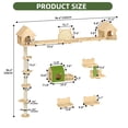 thumbnail image 4 of Uforic 21-Piece Wall-Mounted Cat Tower with 3 Houses, 6 Scratching Posts, Tunnels & Shelves – Solid Pine Wood for Large Cats, Space-Saving Vertical Cat Furniture, 4 of 9
