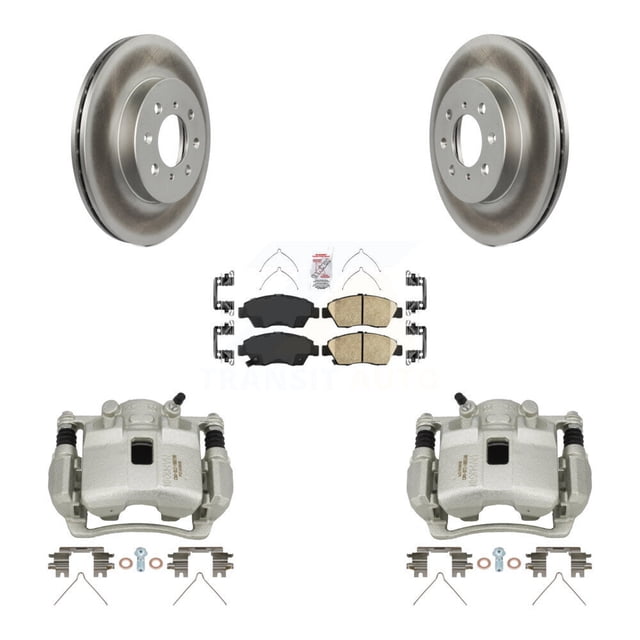 Transit Auto Front Disc Brake Caliper Coated Rotors and Ceramic Pads Kit for Car 2007-2008 Honda Fit KCG-100372N