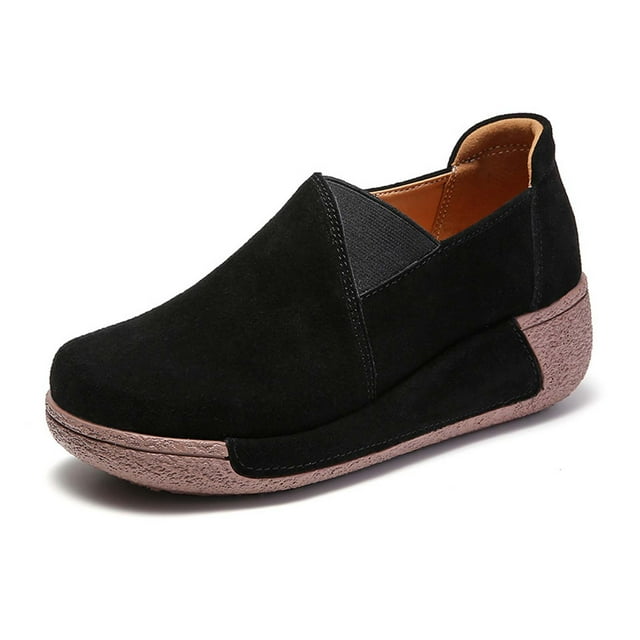 CEHVOM Chaussures à Semelle Épaisse à Bascule Chaussures Simples pour Femmes Chaussures Confortables pour Mère Chaussures Décontractées en Cuir
