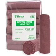 Brown Gauze Rolls Pack of 12, Bandage Roll, 100% Cotton, 6 x 5 Yards, Cling Gauze Wrap for Effective Wound Care & Comfort
