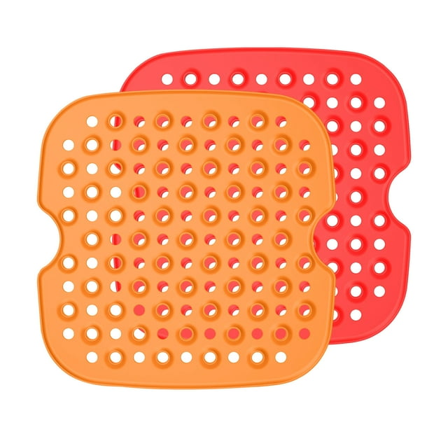 Doublure de Friteuse Réutilisable Tapis en Silicone Antiadhésif 2 Pcs