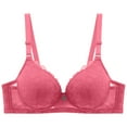 thumbnail image 2 of WCJM Pink Women's Casual Fashion Large Size Bra Thin Sponge Underwear Lace Bra, 2 of 9